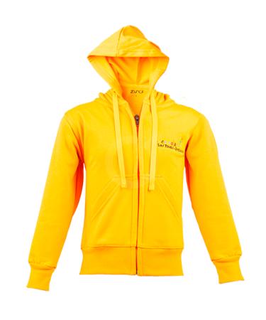 <p>Buzo abierto con capucha. Amarillo. Sello bordado. Bolsillos canguro. Fleece perchado.</p>

<p> </p>
